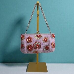 Max Mayer Pink Floral Beaded Clutch